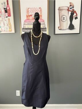 Ann Taylor Navy Sleeveless Silk Dress